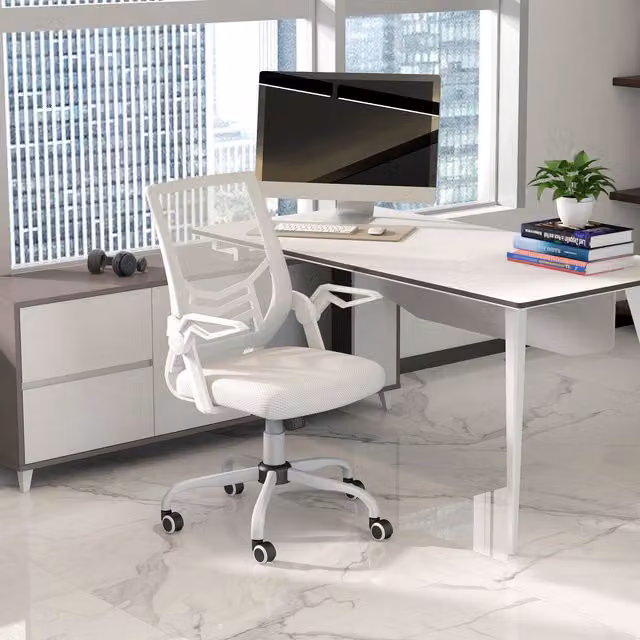 VINSETTO White Mesh Swivel Task Office Chair with Lumbar Support