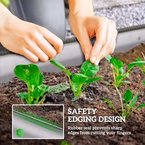 Outsunny Galvanised Steel Raised Garden Bed Planter in Silver, W: 150 cm, D: 62 cm, H: 30 cm – 4