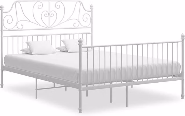 Berkfield Home White Metal Bed Frame W/D/H: 140 x 200 cm