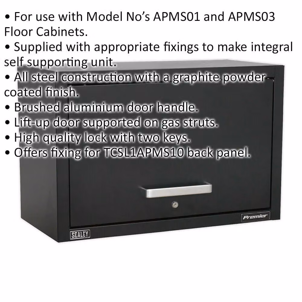 Loops Heavy Duty Modular Wall Cabinet with Lock and Lift-Up Door, Grey/Black/Multicolour, W/D/H: 77.5 x 38.0 x 27.02 cm – 2