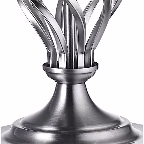 Happy Homewares Classic Metal Table Lamp Base in Silver with Ornate Twist Stem Design, E27, Height: 37 cm – 2
