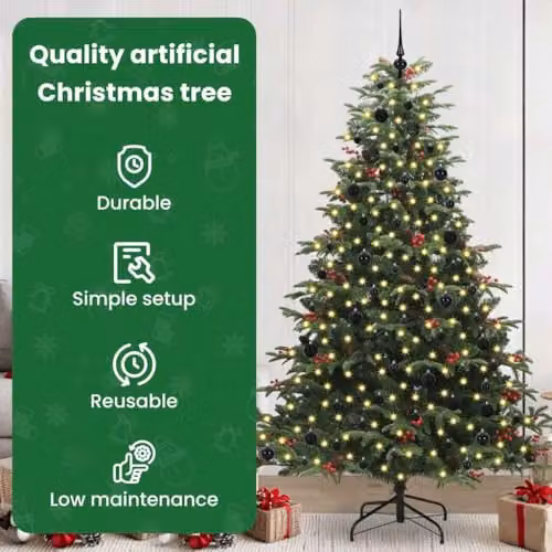 vidaXL Artificial Christmas Tree with 300 LEDs in Green, Height: 240 cm – 4
