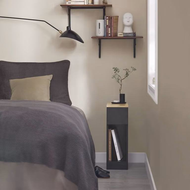 SoBuy Set of 2 Modern Slim Bedside Tables in Black with Open Shelf and Drawer, W/D/H: 35.0 x 20.0 x 60.0 cm