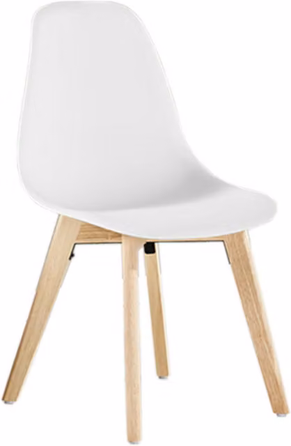 Life Interiors Ricco White Plastic Dining Chair with Wooden Legs