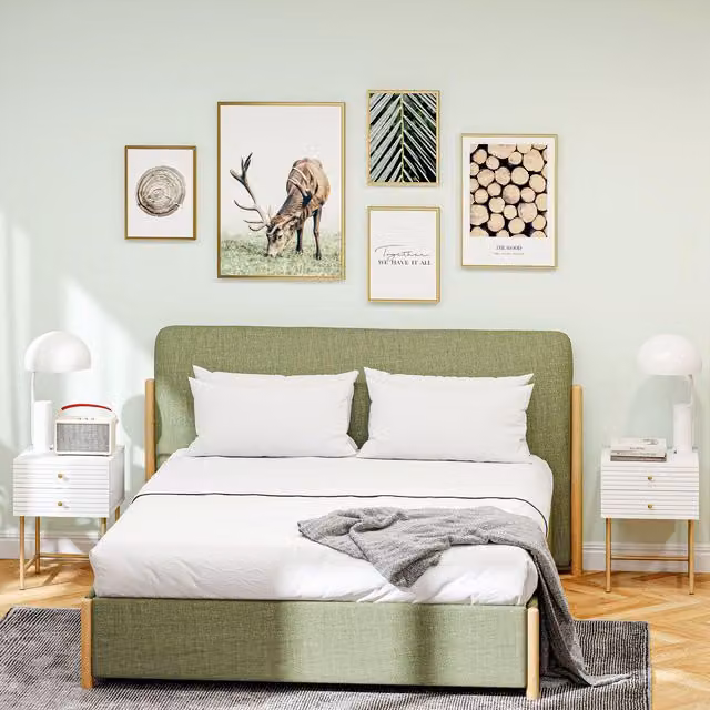 HOMCOM Set of 2 Modern White and Gold Bedside Tables with 2 Drawers