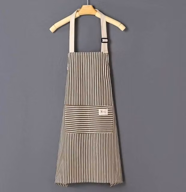SPETLEK Pack of 2 Striped Chef Aprons with Neckband and Pockets in Multicolour and Blue