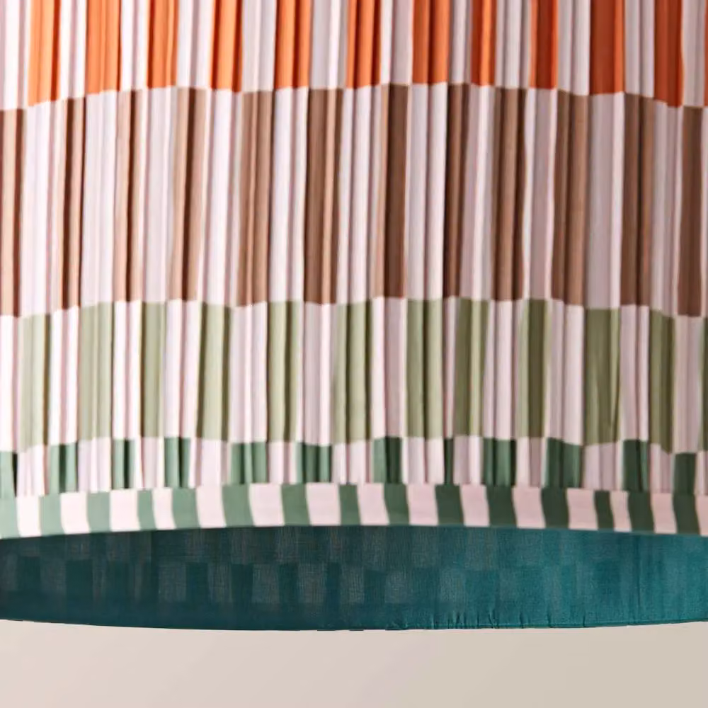 ValueLights Rae Small Striped Pleated Drum Easy Fit Ceiling Lamp Shade in Multicolour – 3