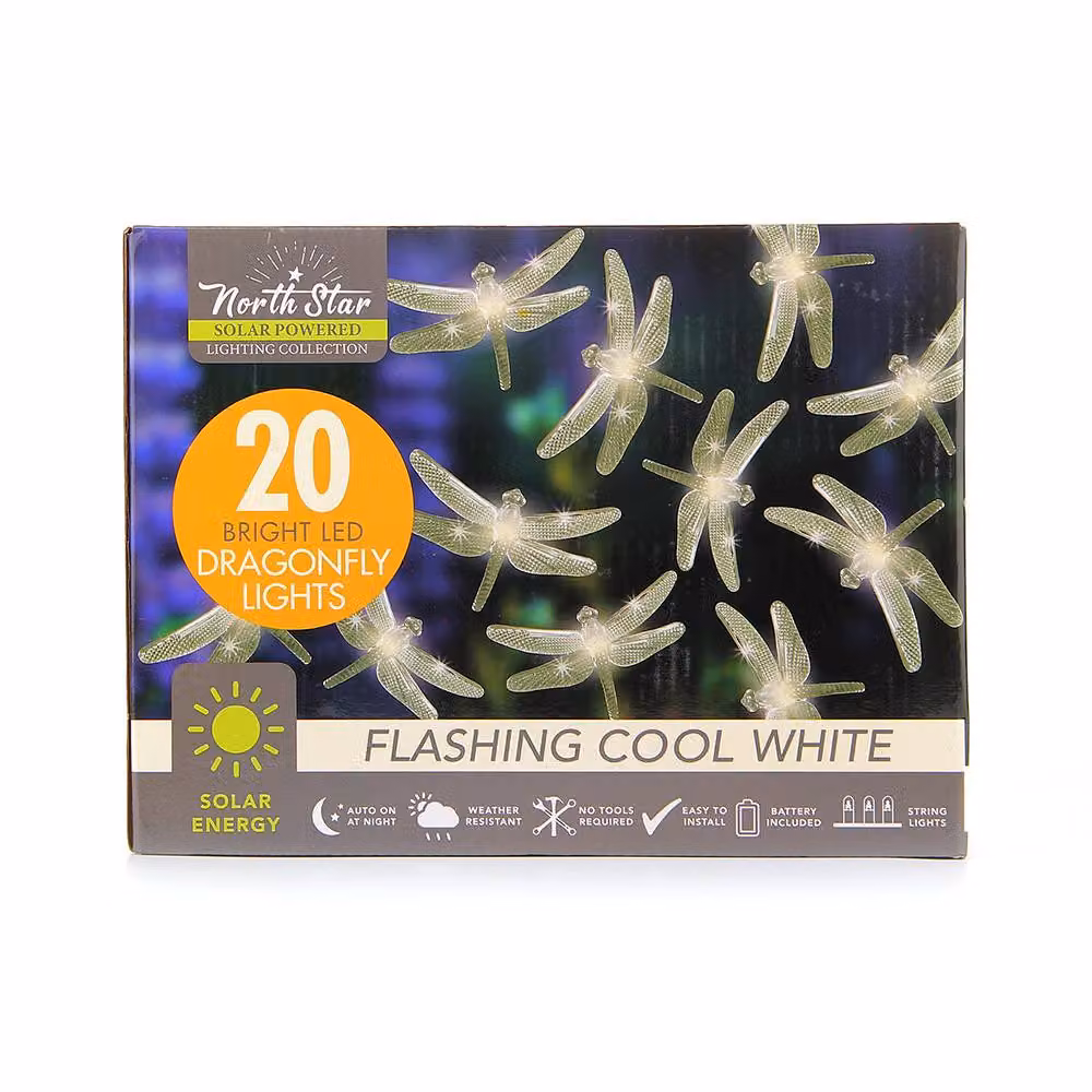Voltico 20 LED Solar Dragonfly String Lights in Cool White for Outdoor Garden Decor – 3