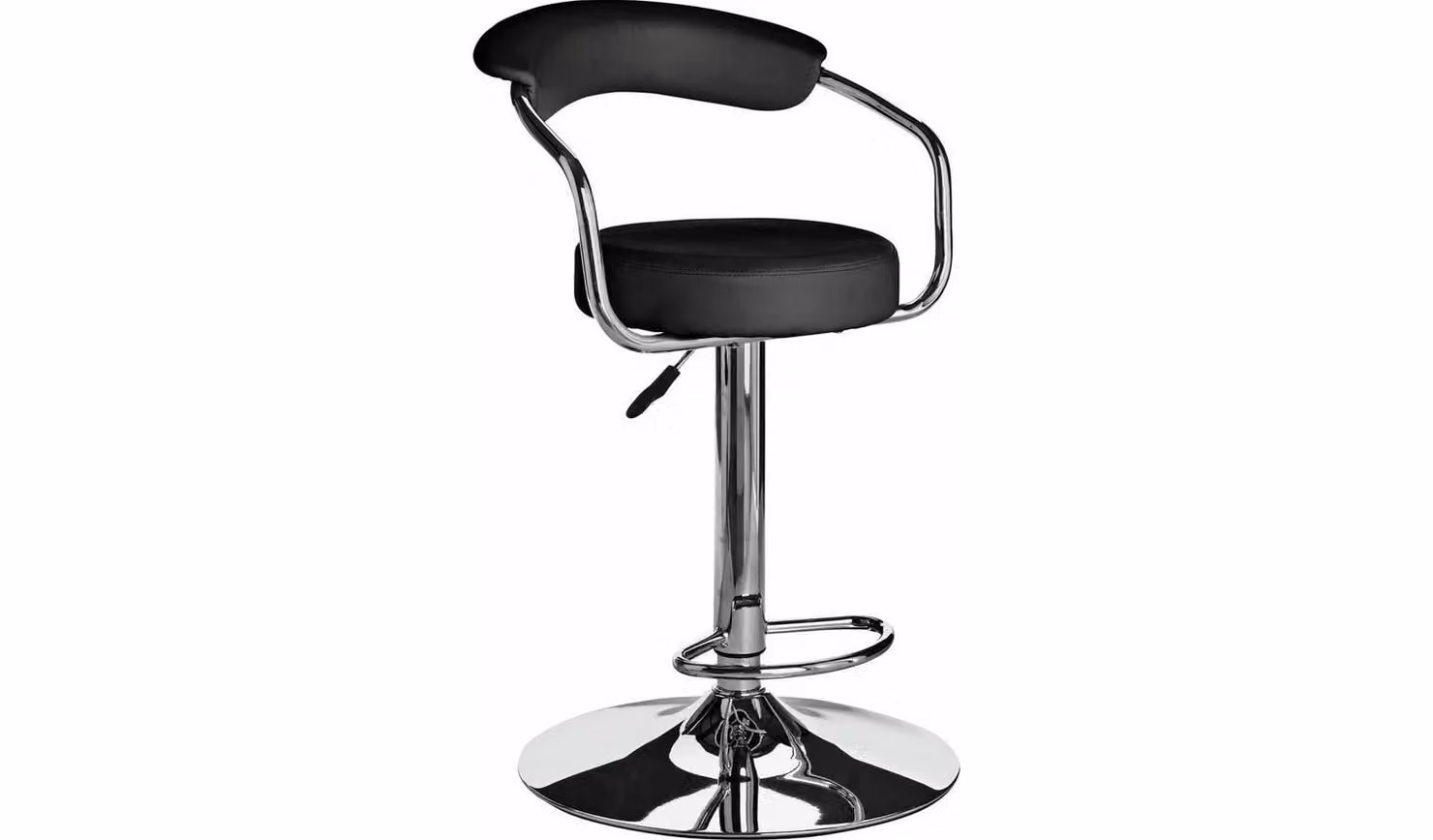 Argos Executive Black Synthetic Leather Bar Stool with Backrest and Metal Base