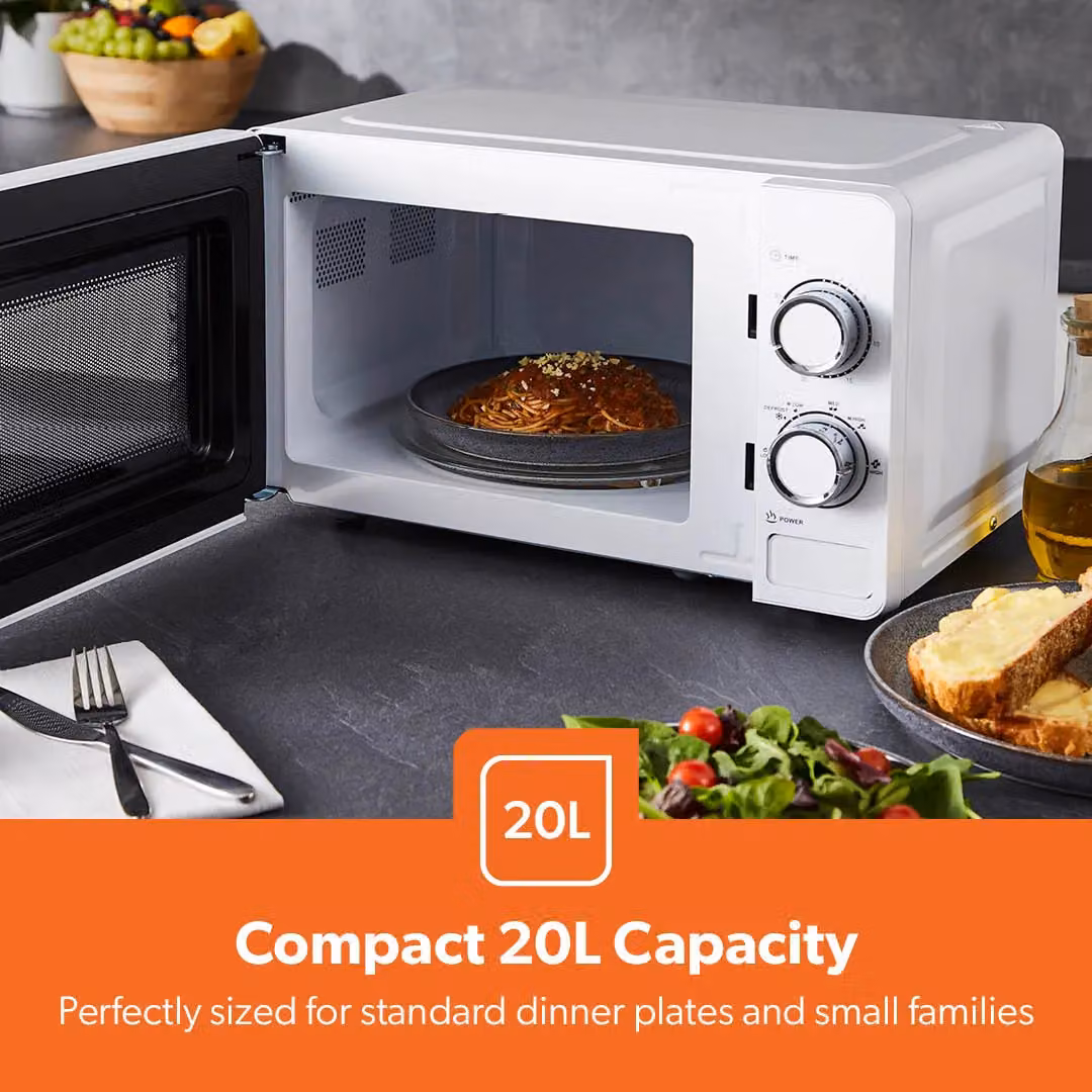 Geepas 20L Solo Microwave Oven with 700W Power and Timer in White – 4