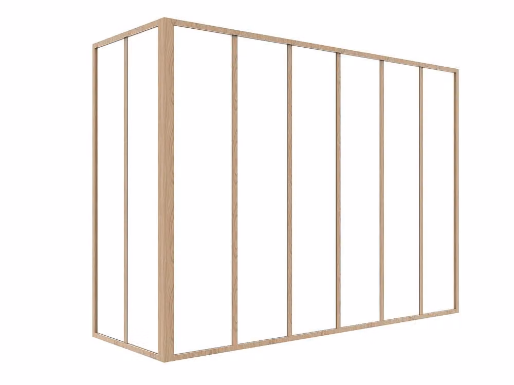 Vente-unique Corner Workshop Industrial Window in Powder-Coated Aluminium and Glass, Light Oak, W: 180 cm, H: 130 cm, D: 62.2 cm – 2