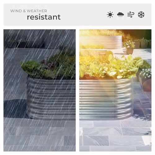 tectake Raised Garden Bed in Silver Galvanised Steel, W/D/H: 160 x 60 x 80 cm – 6