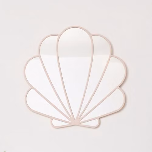 Melody Maison Modern Pink Shell Shaped Wall Mounted Mirror - W/H: 60 x 60 cm