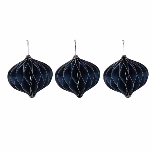 Widdop and Co Blue Abstract Geometric Paper Christmas Baubles Set of 3 – 1