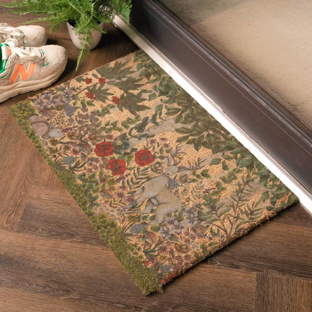 Artsy Mats Enchanted Forest x Celia Battaini Non-Slip Coir Doormat, Brown and Multicolour, W: 60 cm, D: 40 cm – 2