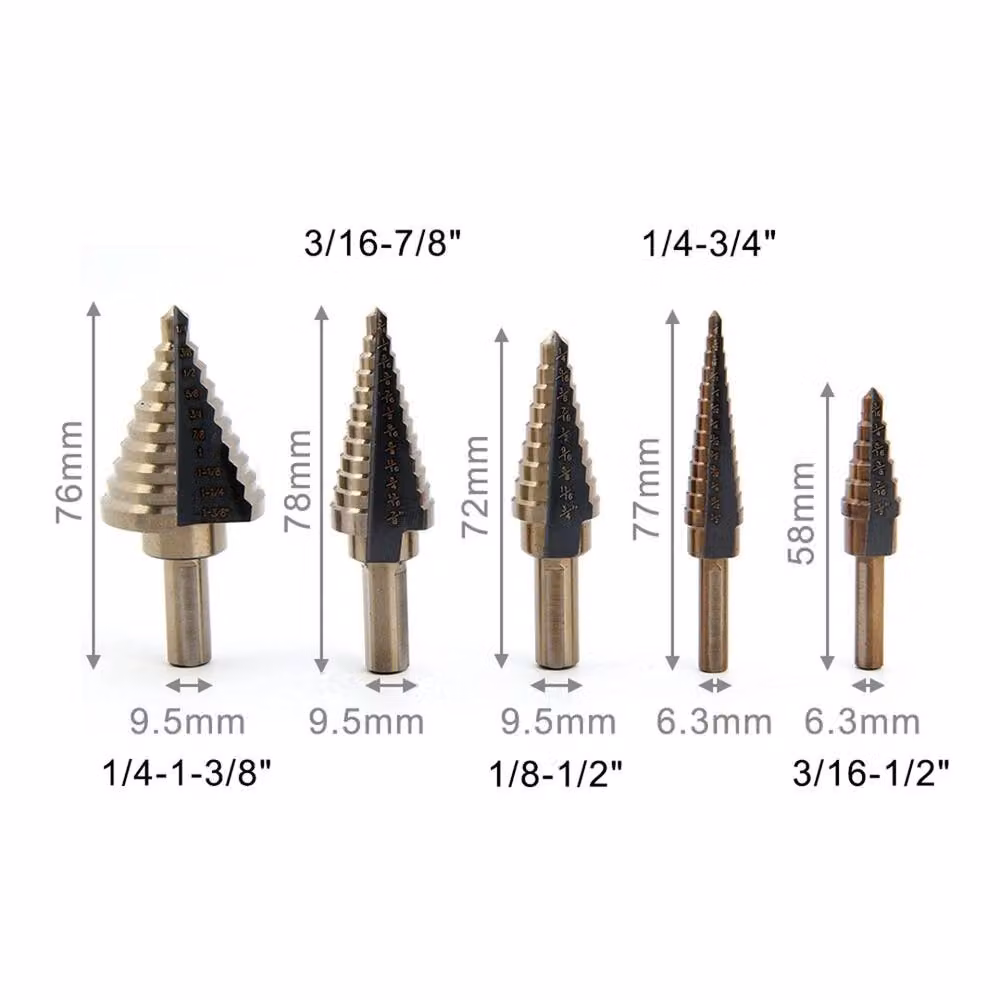 Havendro 5 Piece Gold HSS Step Cone Drill Hole Saw Cutter Bit Set – 2