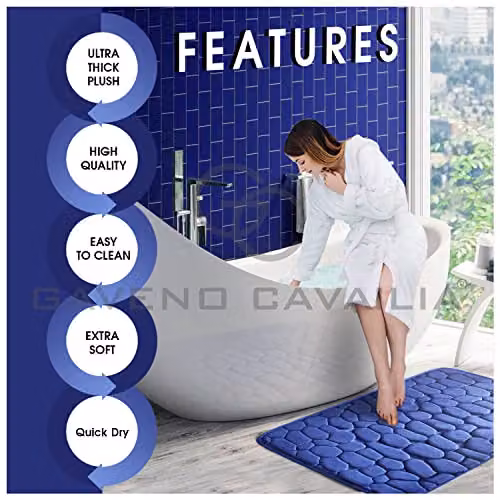 Gaveno Cavailia 2 Piece Pebble Memory Foam Bath Set in Red and Royal Blue, W/D/H: 80 x 50 x 30 cm – 2