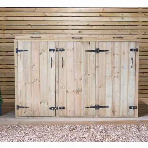 Garden Village Supreme 6 Recycling Box Chest in Brown Wood