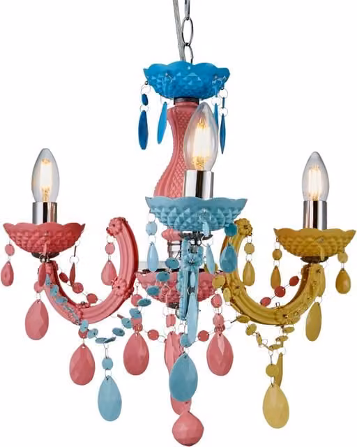 Litecraft Glow Marie 3 Light Chandelier in Multi-Coloured Ceramic