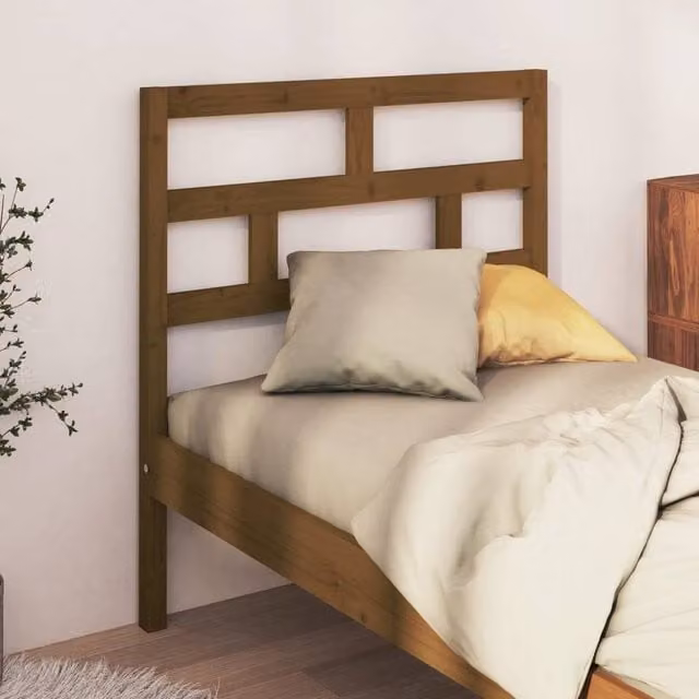 Berkfield Home Beautiful Bed Headboard in Honey Brown Solid Pine Wood, W: 106 cm, D: 4 cm, H: 100 cm – 1