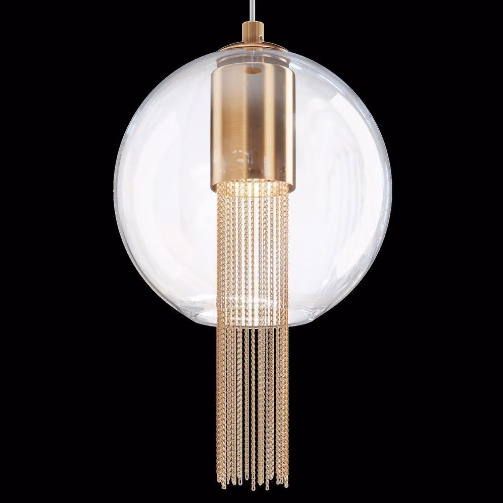 Maytoni Flusso I Modern Slim Suspended Pendant Ceiling Light in Bronze with Transparent Glass Sphere and GU10 Socket – 3