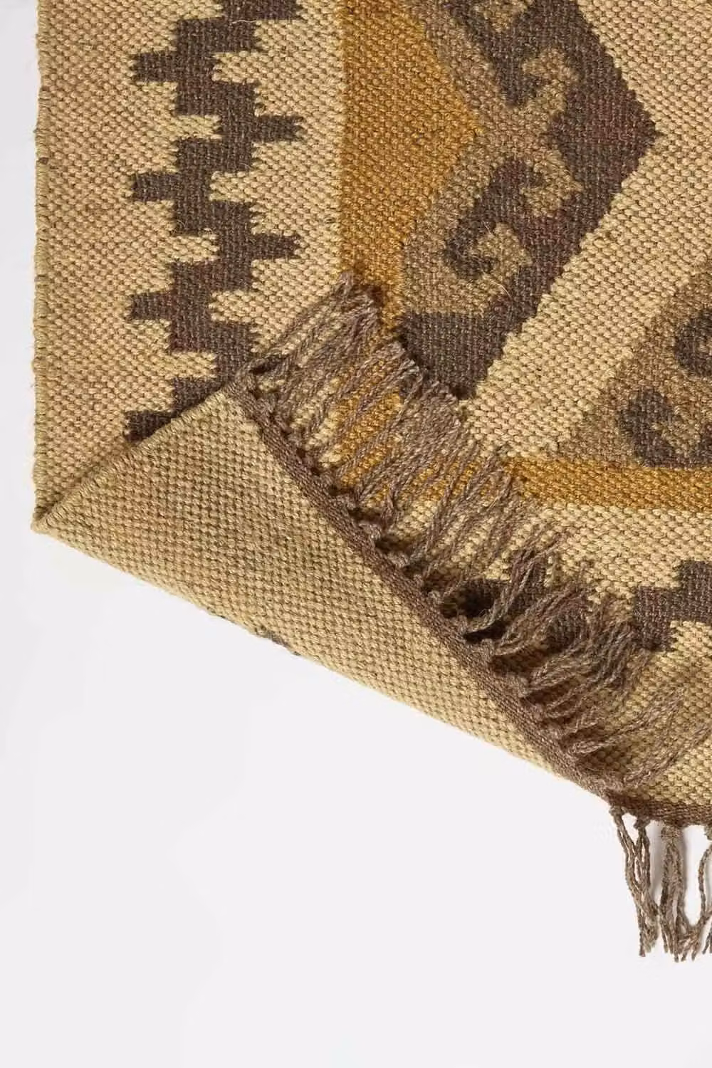 Homescapes Ravar Brown and Gold Kilim Wool Rug, W/D/H: 120 x 170 cm – 3