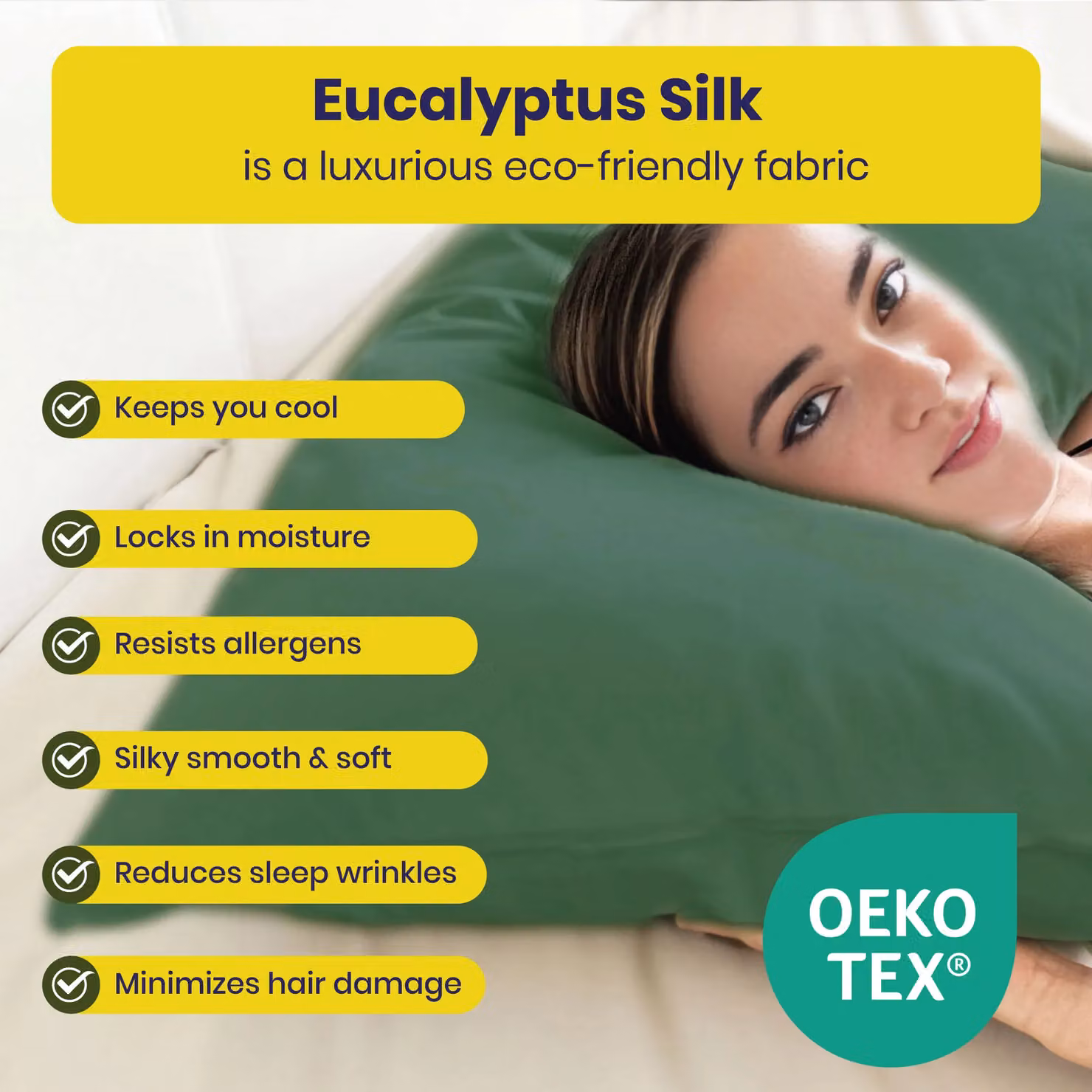 Brightr Sleep Antibacterial Cooling Silk Pillowcase in Green – 7