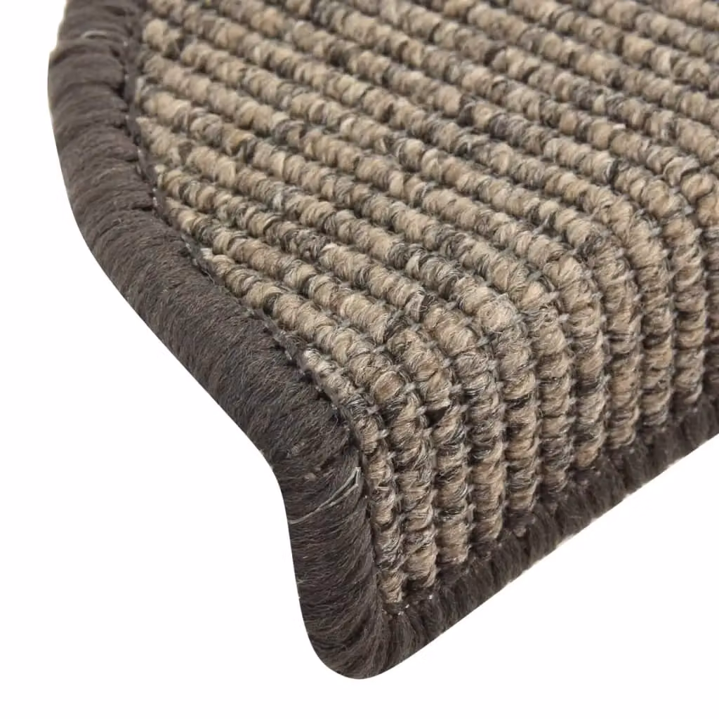 Berkfield Home Self-adhesive Striped Stair Mats, 15 Pieces, Beige and Grey, W/D/H: 56 x 17 x 3 cm – 3