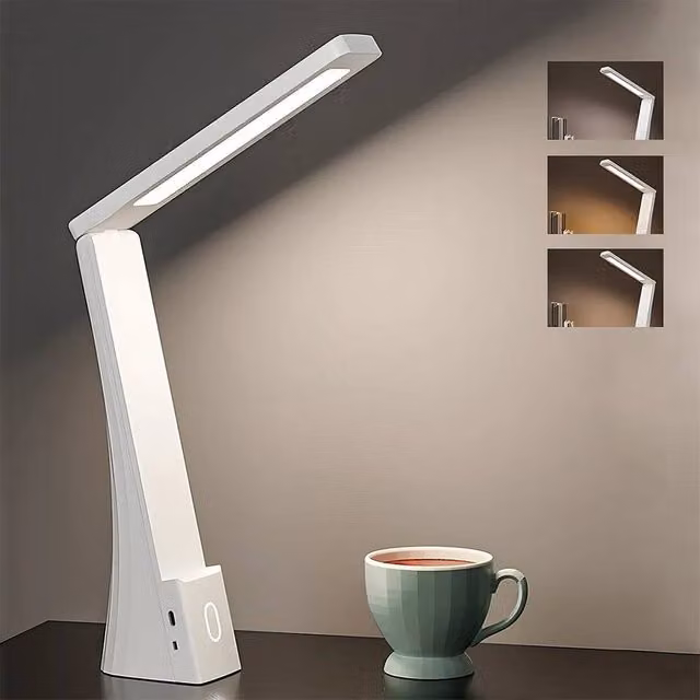 PAWNORA LED Desk Lamp, White, Foldable USB Table Light with Adjustable Touch Control – 1