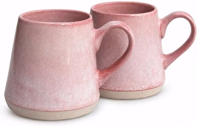 Upper Street Set of 2 Pink Ceramic Mugs, 440ml each – 1