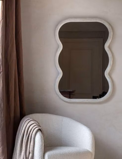 Gallery Direct Como Rustic White Wooden Curved Rectangle Wall Mirror