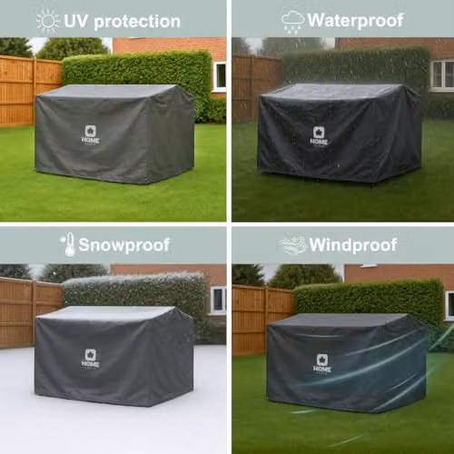 Home Source Grey Waterproof Polyester BBQ Cover for Gas and Charcoal Grills, W: 122 cm, D: 76 cm, H: 71 cm – 4