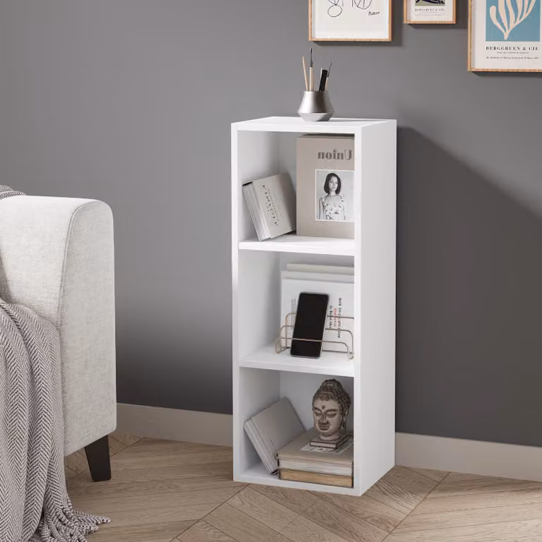 DHS White Cube Storage Unit with 3 Shelves and Back Panel