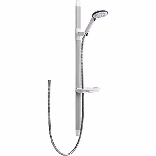 Mira Advance Flex Fittings Shower Kit with 3 Spray Head, Corner or Wall Mount, Silver and White, 1.1785.625