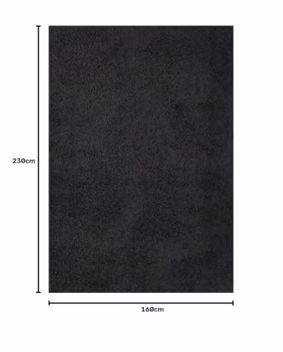 THE RUGS Black Plain Shaggy High Pile Rug, W/D: 160 x 230 cm – 2