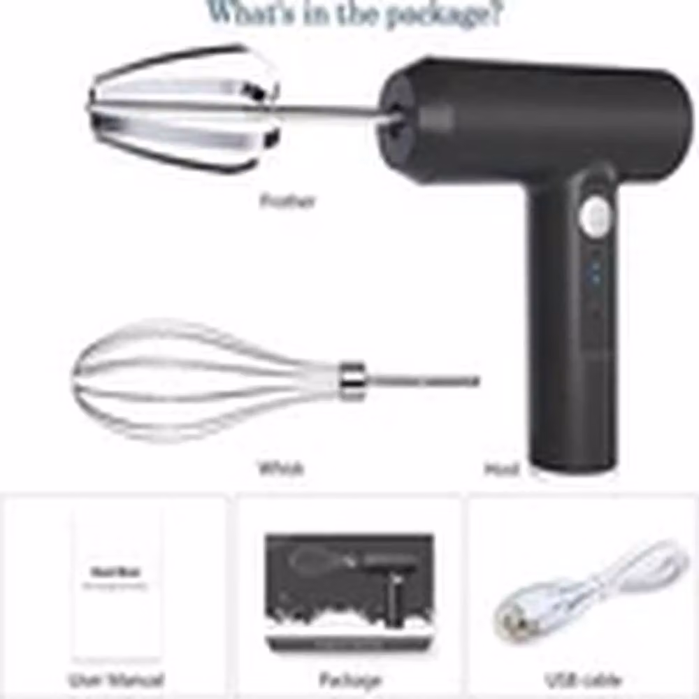 EONLION 3 Speed Rechargeable Handheld Electric Mixer Whisk in Black – 2