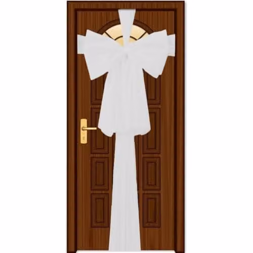 SHATCHI White Giant Christmas Door Bow, 9m Textile Decoration for Weddings, Parties and Home Decor – 1