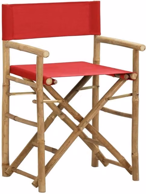 Berkfield Home Set of 2 Red Bamboo and Fabric Folding Director's Chairs
