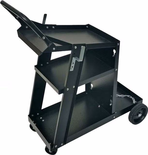 Actiasgear 3-Tier Steel Welding Cart Trolley with Gas Bottle Storage, Black, 80kg Capacity