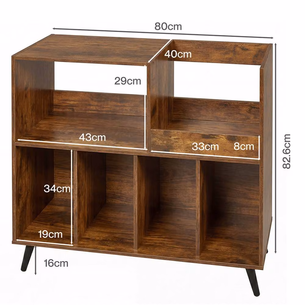 Levede Brown Vintage Record Player Stand and Album Storage Turntable Cabinet – 4