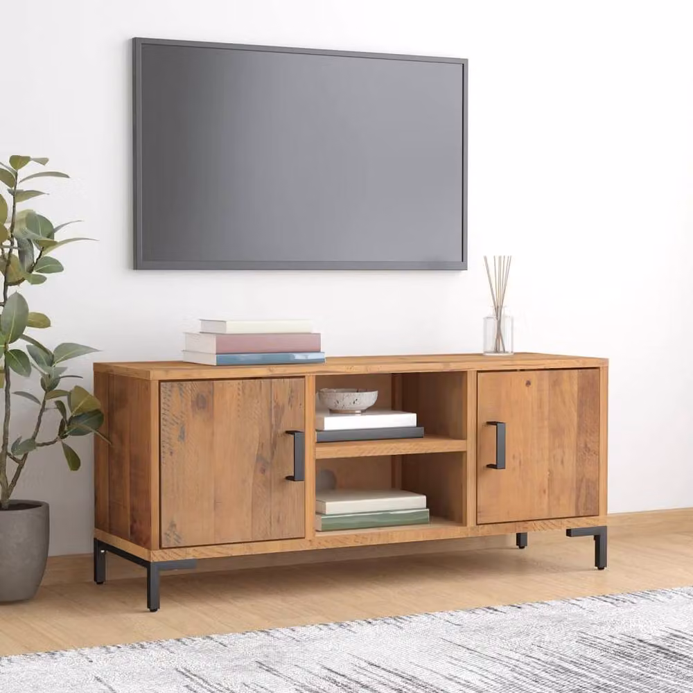 Berkfield Home Brown Solid Pinewood TV Cabinet W/D/H: 110 x 35 x 48 cm – 2