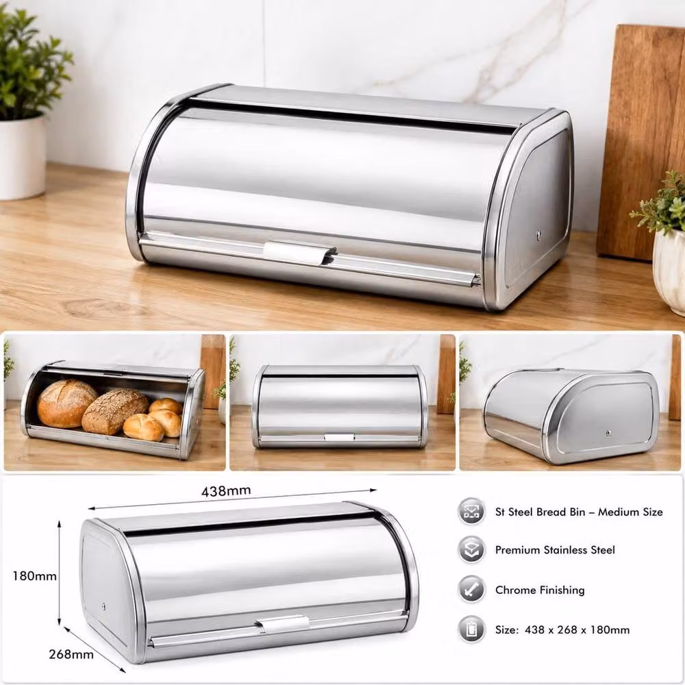 PAWNORA Stainless Steel Bread Bin in Silver – 3