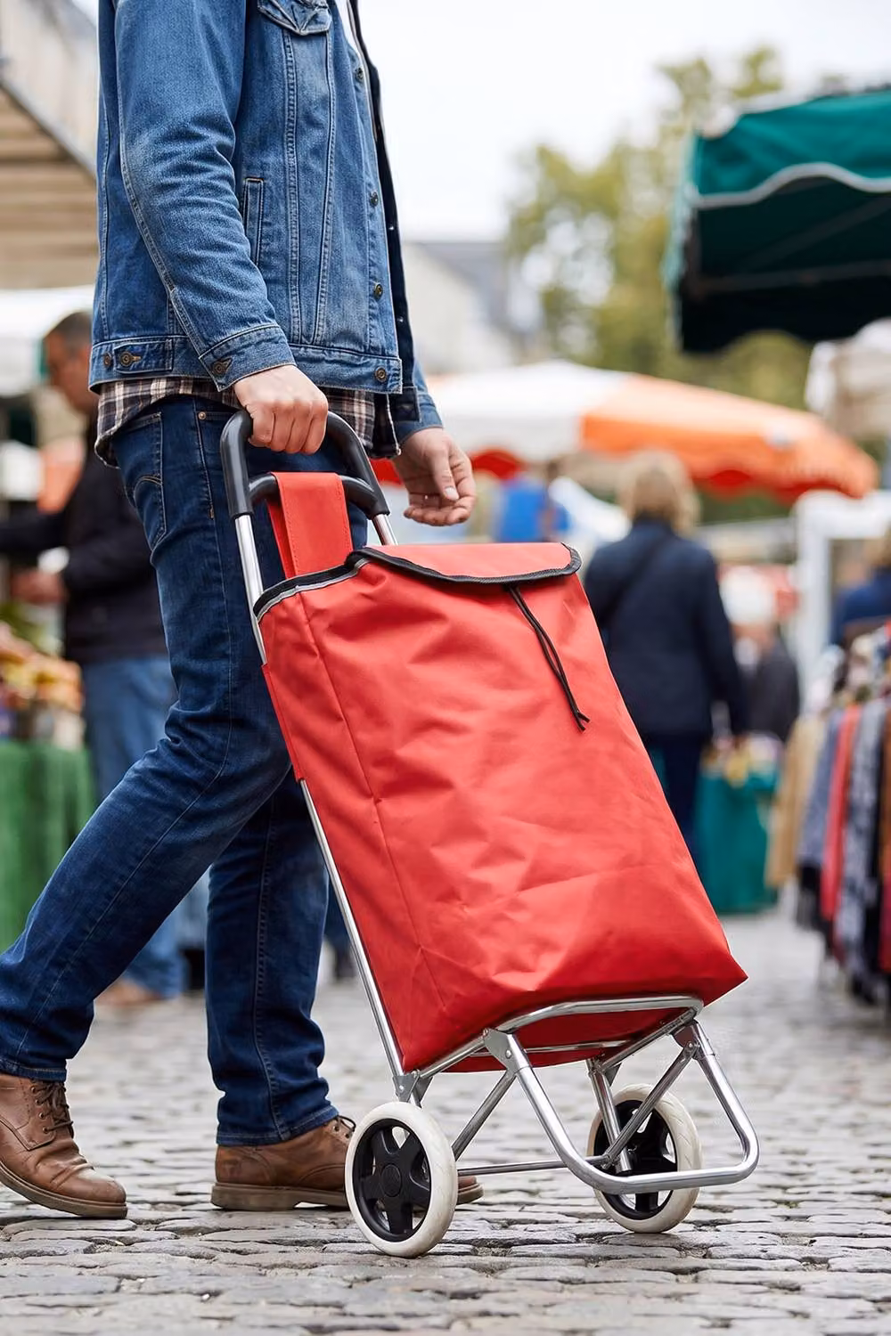 Living and Home Portable 2-Wheel Shopping Trolley in Red – 2