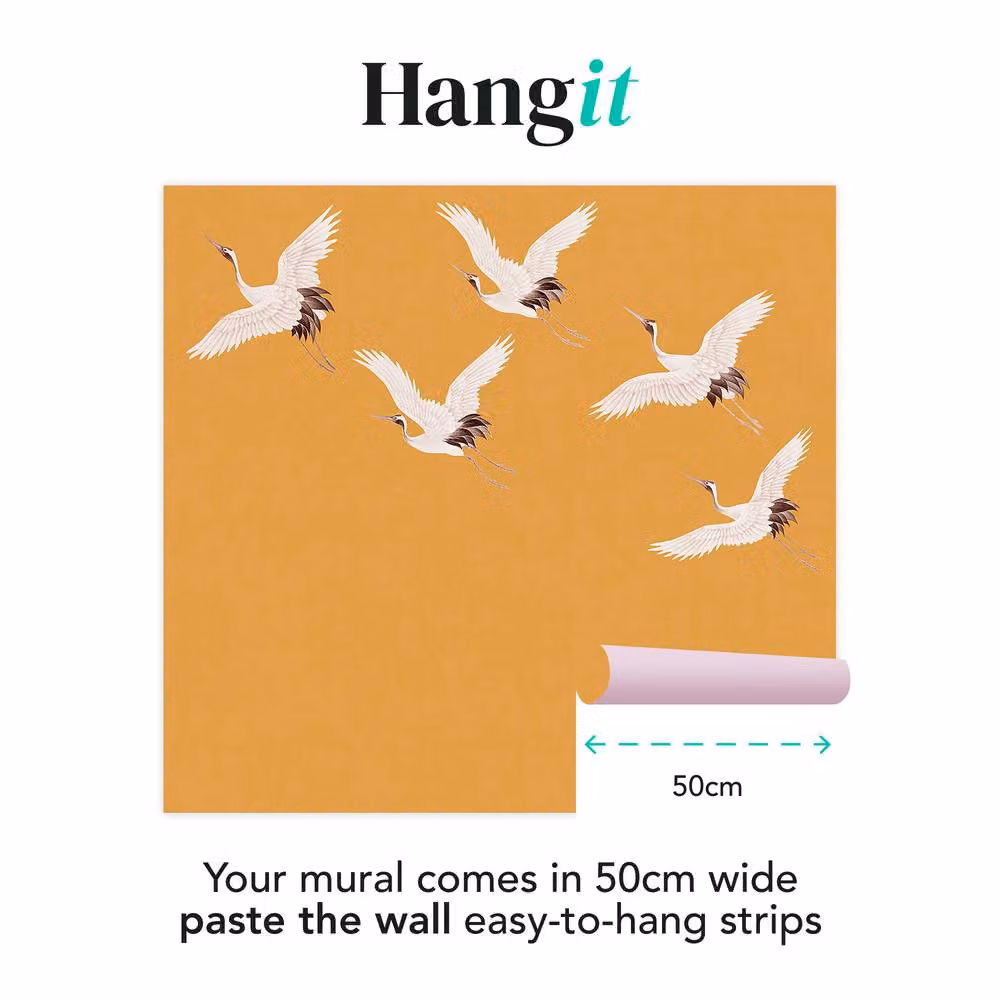 Superfresco Easy Cranes in Flight Ochre Mural in Yellow W: 3 m, H: 2.8 m – 2