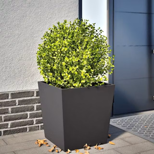 Berkfield Home Steel Garden Planter Tub, Black, W/D/H: 50 x 50 x 50 cm
