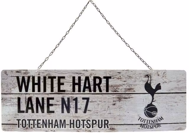 Tottenham Hotspur FC Rustic Metal Wall Plaque in White, W: 40.0 cm, H: 18.0 cm – 1