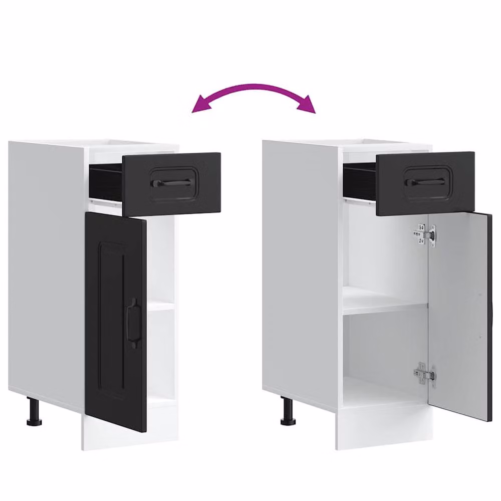 Berkfield Home Kalmar Kitchen Base Cabinet in Black Matt Engineered Wood, H: 81.5 cm x W: 46.0 cm x D: 30.0 cm – 3