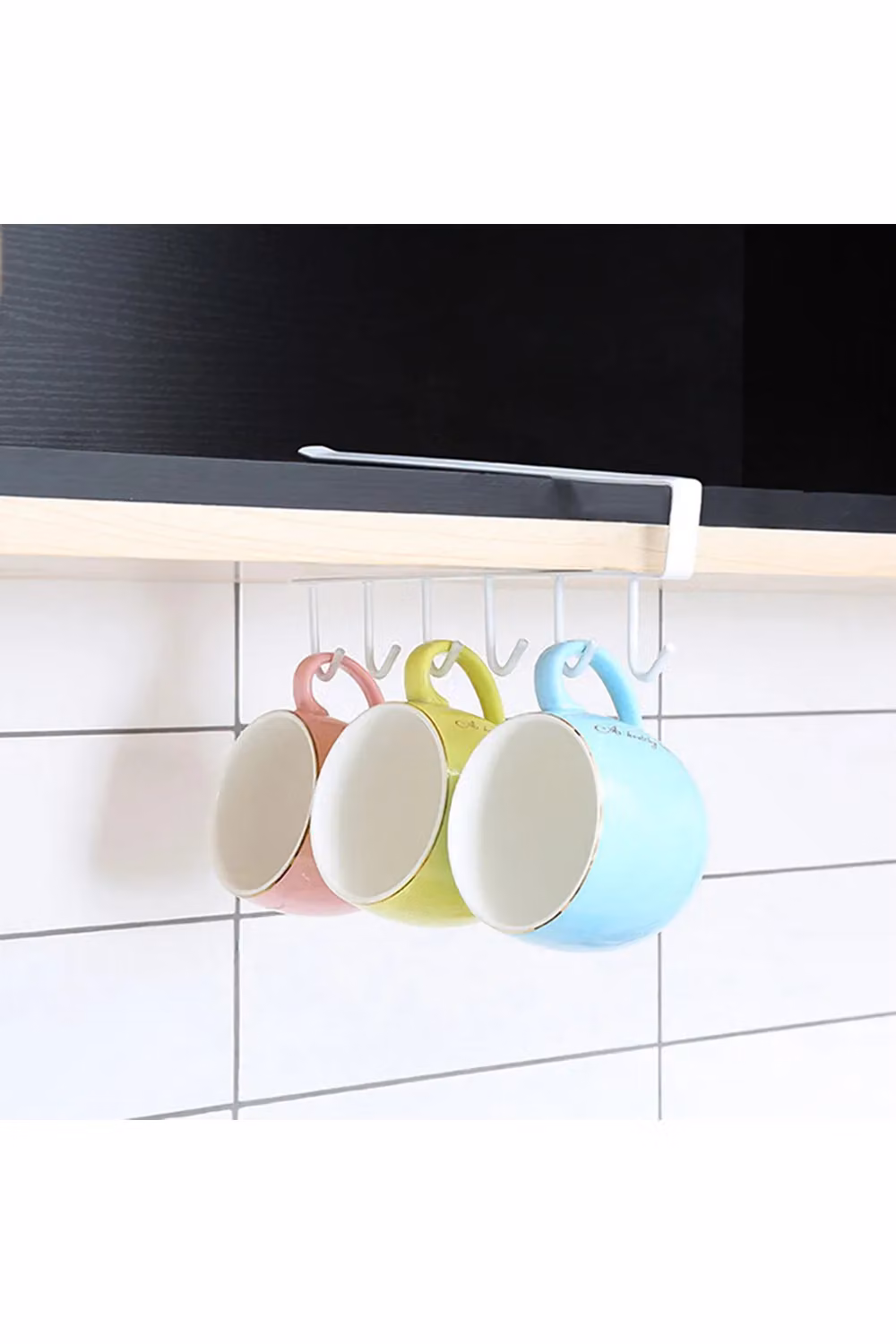 Living and Home Metal Kitchen Utensil Hanging Hook Rack with 6 Hooks in White – 3