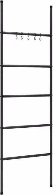 Berkfield Home 5-Tier Metal Towel Rack Ladder in Matt Black, W: 58 cm, H: 175 cm, D: 17.5 cm – 1