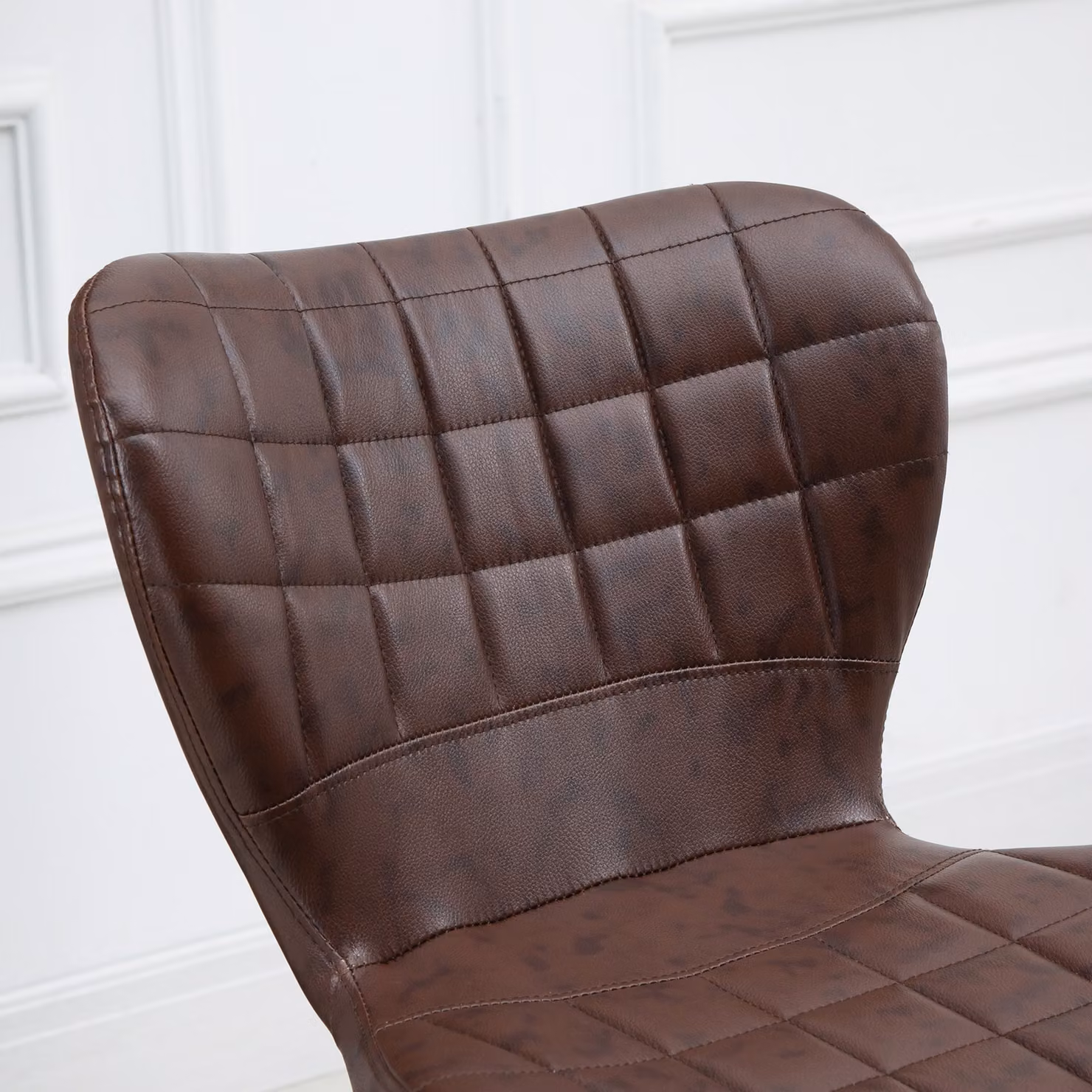 HOMCOM Set of 2 Adjustable Height Swivel Bar Stools in Brown PU Leather with Backrest and Footrest – 6